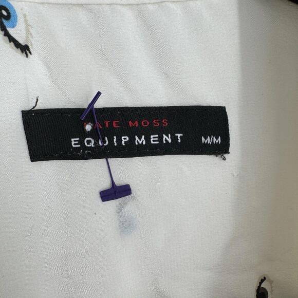 Equipment Kate Moss  top shirt womens medium M silk eye print button up office - Picture 3 of 6